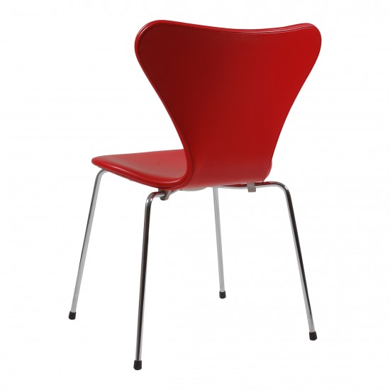 Arne Jacobsen 3107 7 chair with classic red leather Cph Classic